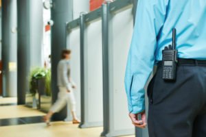 A worker given a light duty position as a security guard.