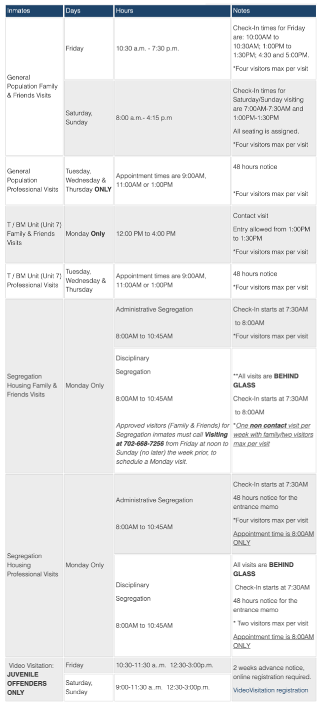 FMWCC visiting hours