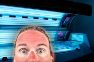 A man badly burned after using a tanning bed.
