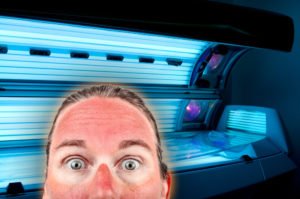 A man badly burned after using a tanning bed.