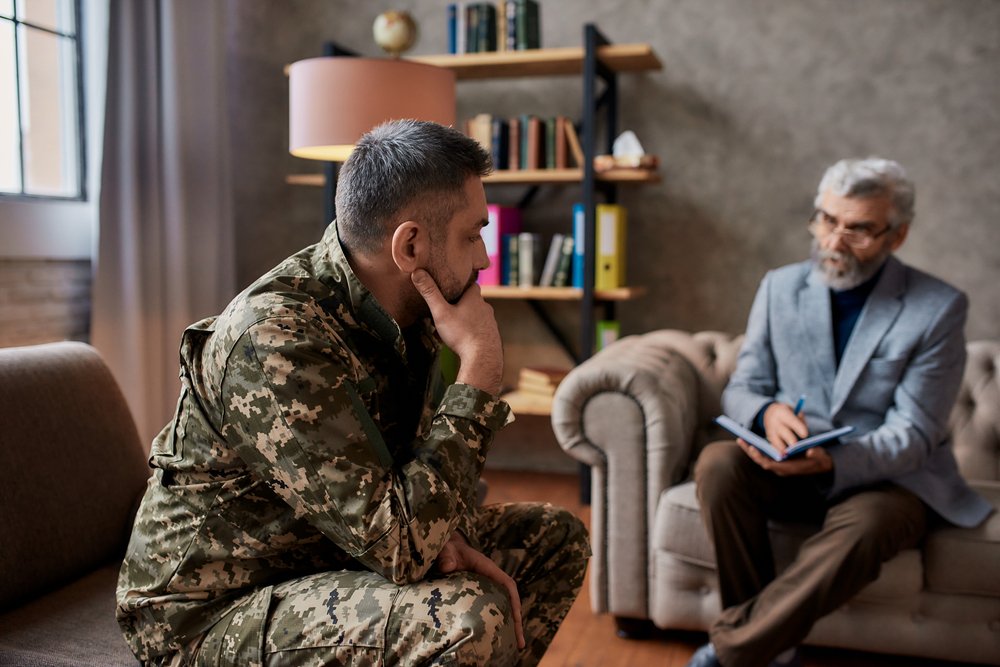 A veteran receiving counseling as a part of his veteran diversion program.