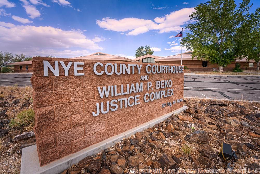 The entrance sign to the William P. Beko Justice Complex in Tonopah, Nevada.