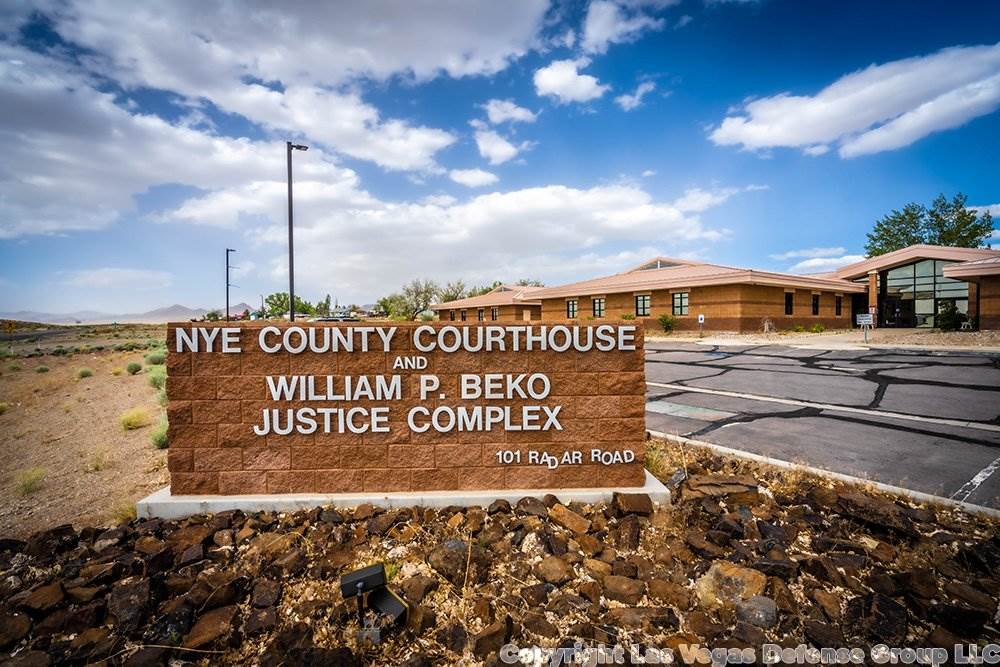 The entrance to the Tonopah Jail and Nye County Courthouse at 101 Radar Road, Tonopah, Nevada 89049.