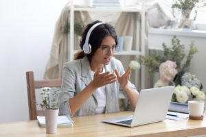 Salesperson working from home office