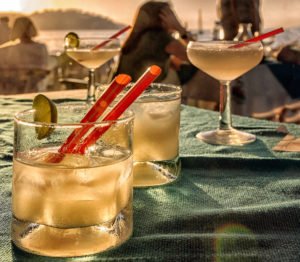 Margaritas at a beachside bar in Cabo San Lucas, Mexico.