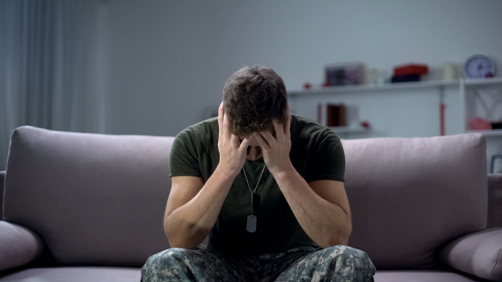 A veteran experiencing severe anxiety due to PTSD, which may lead to a possible defense if used during a criminal trial.
