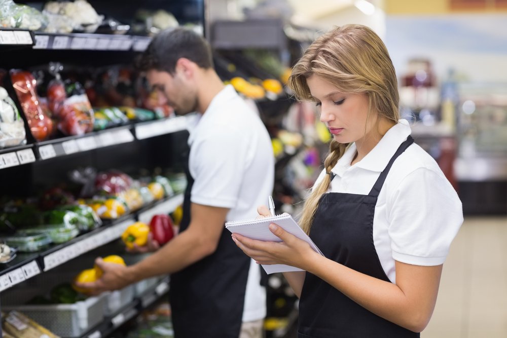 A retail worker working a second shift, or a split shift in this case.