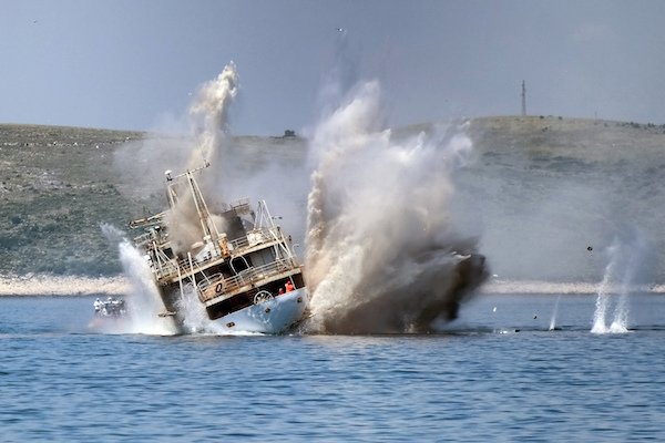 Two boats colliding