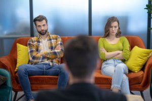 Divorcing couple in therapy