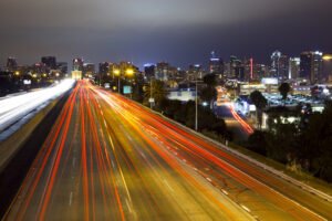 San Diego highway at night