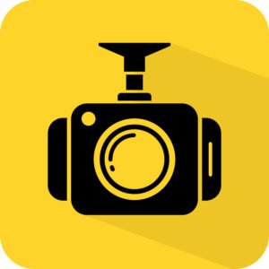 Dashcam sign against yellow background