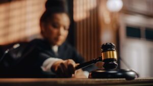 Judge hammering down gavel