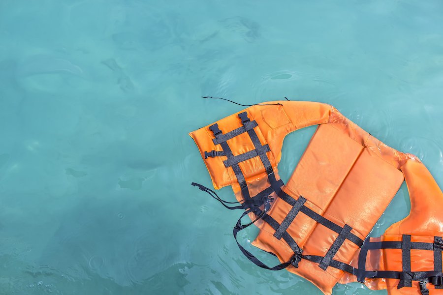 life jacket floating on the water