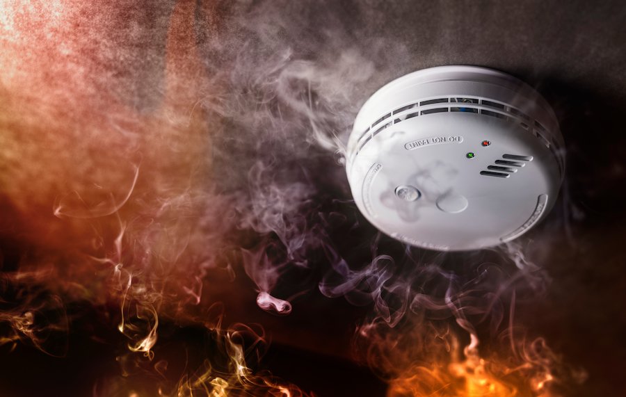 Smoke detector during a fire