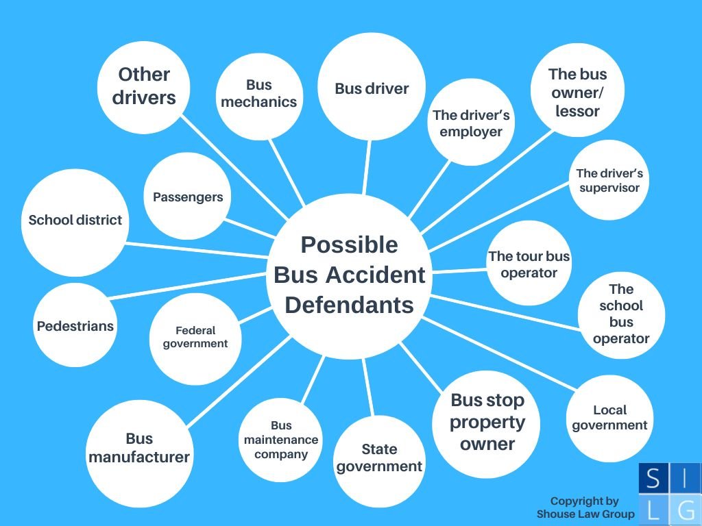Bubble graph of potential defendants in a bus injury lawsuit in California