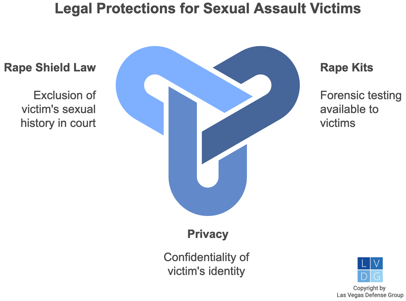 Gráfico que muestra las medidas de protección para las víctimas de agresión sexual en Nevada, incluida la oportunidad de solicitar kits de violación a la policía, la confidencialidad de la información de identificación de las víctimas en los documentos judiciales y la 
