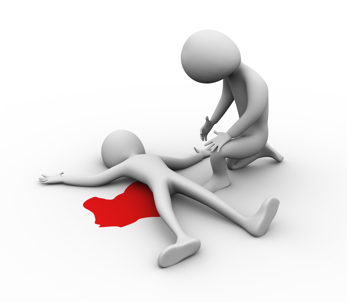 Cartoon of a corpse and the killer kneeling over it after an act of NRS 200.070