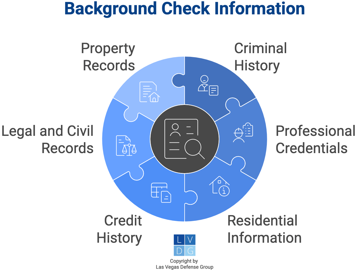 Gráfico que muestra el contenido de los chequeos de antecedentes, como historial crediticio e historial criminal