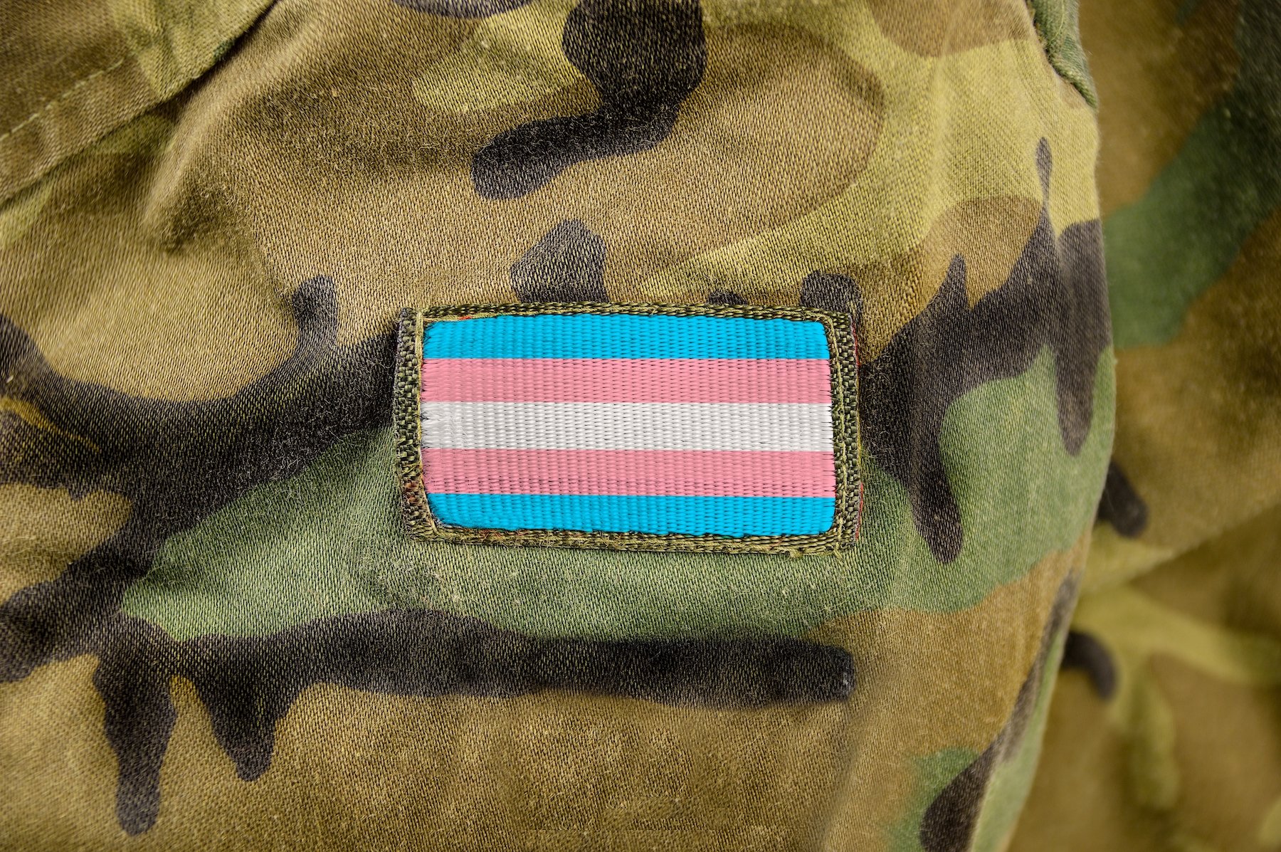 Transgender rights flag on army fatigues