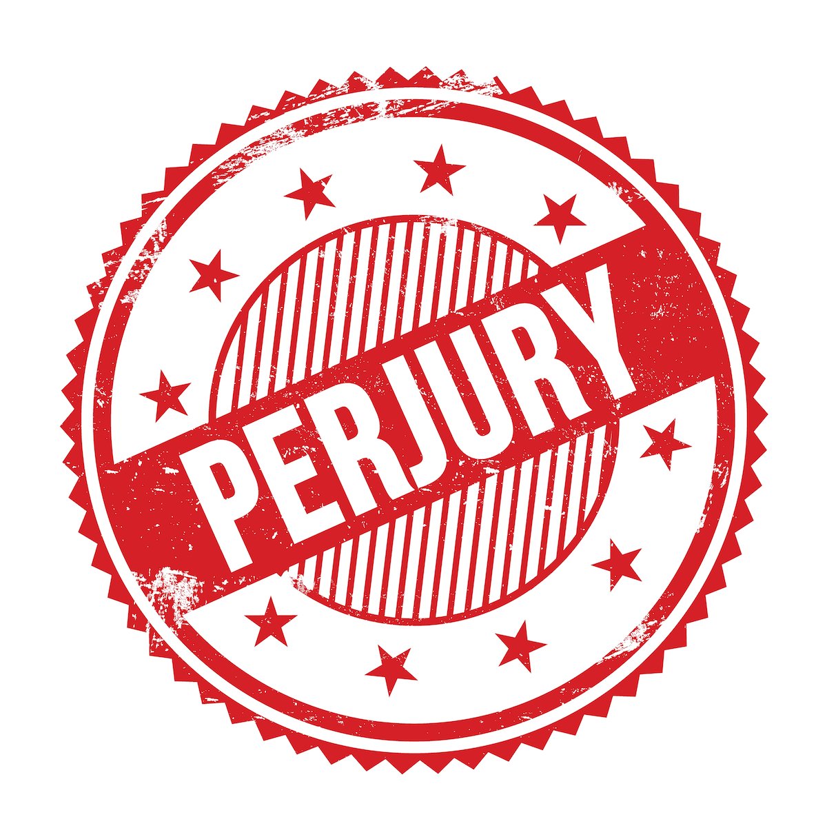 Señal roja y blanca que dice "Falsedad ideológica" sobre un fondo blanco