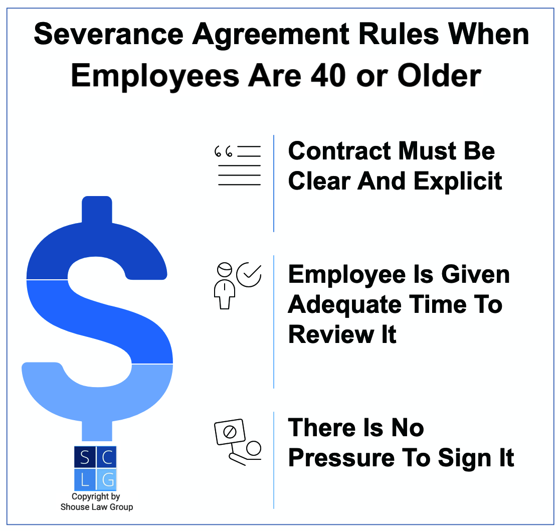 Gráfico que muestra las reglas para acuerdos de indemnización en California para empleados de 40 años o más