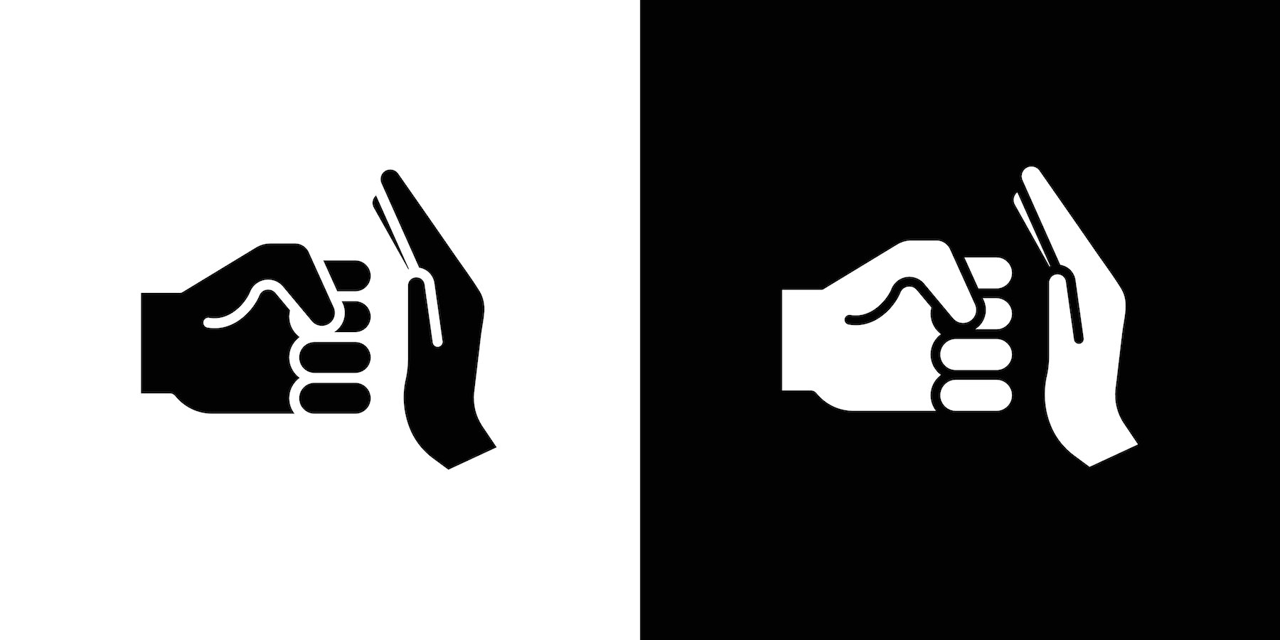 Ilustración de una mano deteniendo un puño que está a punto de golpear en un acto de violencia doméstica